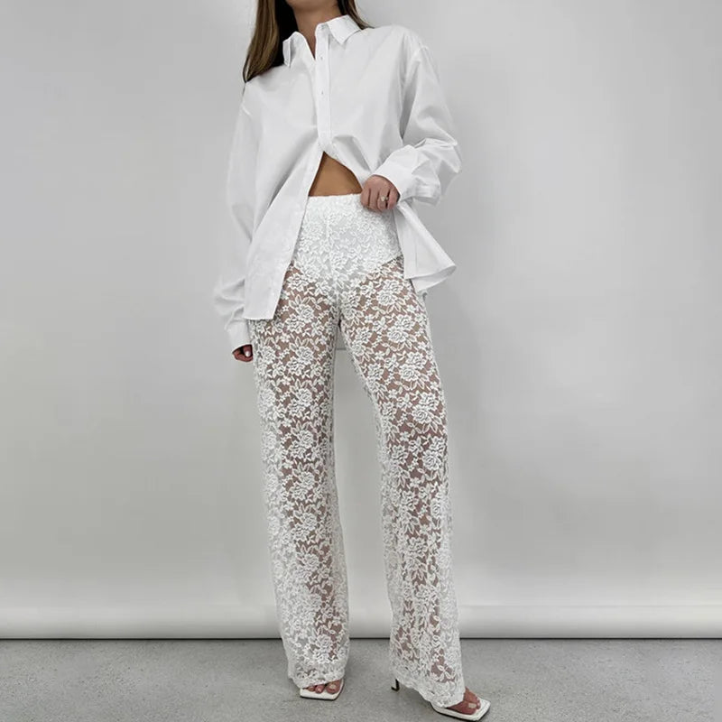 Pantalon en dentelle chic